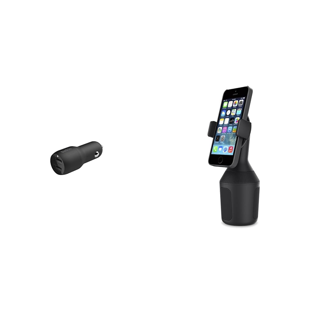 Belkin Premuim Car Bundle(Dual USB Car Charger 24W & Car Cup Mount)