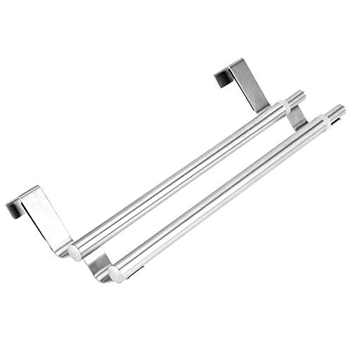Kitchen Towel Holder, Stainless Steel Double Over Cabinet Towel Holder for Bathroom or Toilet