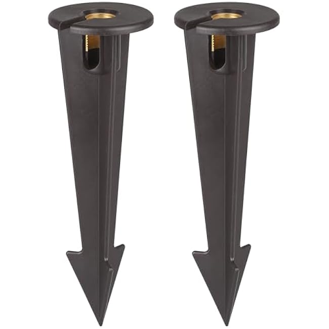 Gardencoin ABS Ground Spikes Stakes Replacement with Brass Insert, 1/2 NPT Thread Side Wire Way, Larger Size 9.44'' x 2.95'' for Landscape Path Lighting, Spotlight, Floodlight, 2 Pack