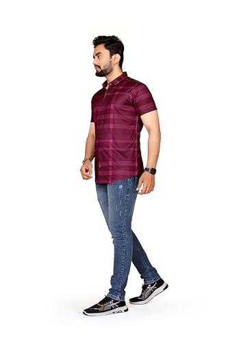 Image of FABRIPPLE Men's Printed Half Sleeve Shirt for Casual Wear | Stylish Geometric Pattern Slim Fit for Men | Summer Trendy Short Sleeve Shirt
