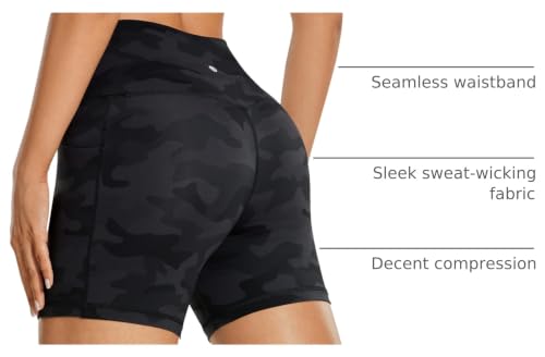 Image of CRZ YOGA Biker Shorts Pockets 5 inch | Naked Feeling, Sleek, Decent Compression, Yoga, High Waisted, for Women
