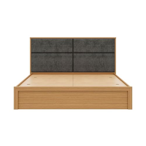 Image of Wakefit Eclipse King Size Storage Bed with Dark Grey Upholstered Headboard