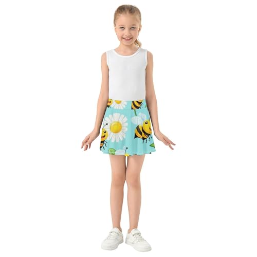 Dance Girls' Shorts Athletic Skorts Toddlers Tennis Skirts Teen Cheer Cute Cartoon Bees Flowers Green 4t3