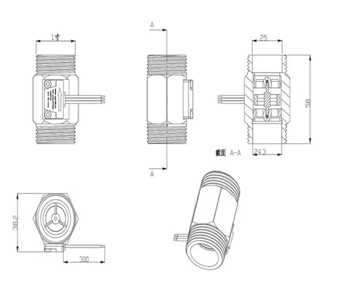 Capteur de débit d'eau DC 5-15V à impulsion constante pour DN25 - 4