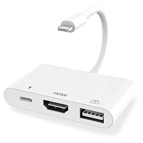 HDMI Adapter, 3-in-1 Phone zu HDMI Adapterkabel mit USB OTG Buchse, 1080P Digital AV Adapter Lightning USB OTG Anschluss Kompatibel mit Phone 11/