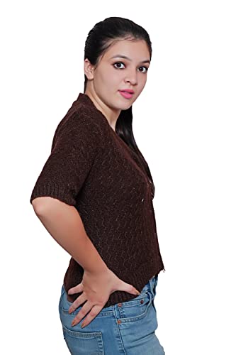 Image of Women's Hosiery Woolen Solid Half Sleeve Sweater Blouse