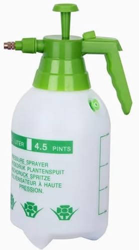 Pressure Sprayer Pump Action Watering Can, 2 Litre, White and Green | Dual Spray Modes, Adjustable Nozzle, 31cm Height, Lightweight 0.264kg, Garden and Car Use