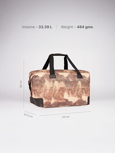 Image of ZOUK Collapsible Duffle Bag for Men and Women | Lightweight Foldable Travel Duffel Bag | Vegan Leather & Handcrafted Fabric | Water-Resistant Lining | 33L Weekend & Short Trip Bag | Gir Glades