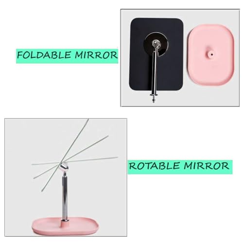 Image of ᵀᴹ Metal Tabletop Removable Handle Makeup Unframed Rectangular Vanity Mirror Beauty Make up Cosmetic Stand for Shaving & Makeup Bedroom Bathroom (Plastic Base - Square)