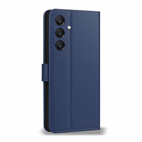 Image of AIBEX Shock Proof Flip Compatible for Samsung Galaxy A55 5G / Samsung Galaxy A35 5G Flip Cover Leather Finish | Inside TPU with Card Pockets | Wallet Stand | Complete Protection Flip Case - Blue