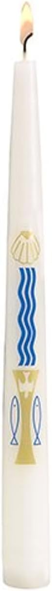 Baptism by Water and The Holy Spirit Candle Dripless Clean Burning Smokeless Dinner Paraffin Wax Candles for Seasonal Celebration, 7/8 Dia. x 10 Height, Pack of 24