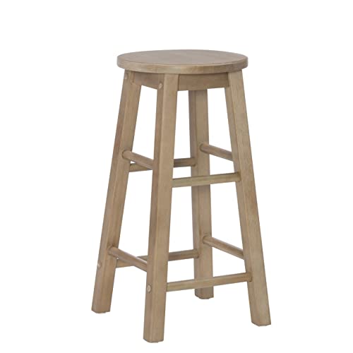 Image of Linon Zeke Grey Wash 24 inch Counter Stool with Round Seat