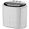 Spurgehom Portable Washing Machine, 15 lbs Capacity Washer and Dryer, 2 In 1 Mini Compact Twin Tub Washer and Dryer Dombo for RV Camping, Apartment, Dormitory, Washing Machine for Tenants，Black