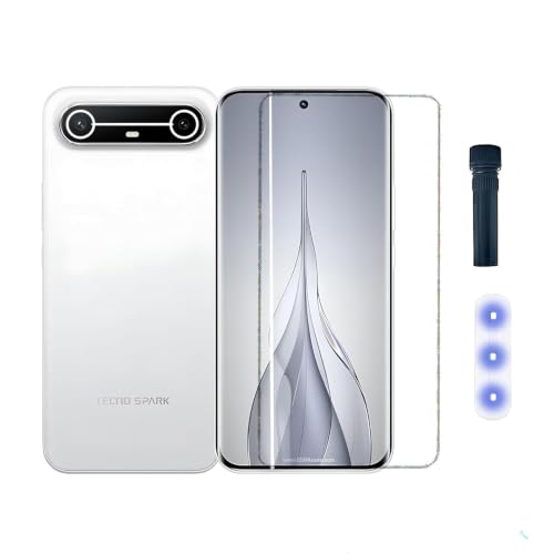 Image of BLACKSHEEP Premium HD+ UV Tempered Glass Screen Protector For TECNO SPARK SLIM 5G (Pack of 1) Full Adhesive UV Curved Screen Protector Case Friendly HD Clarity with installation kit