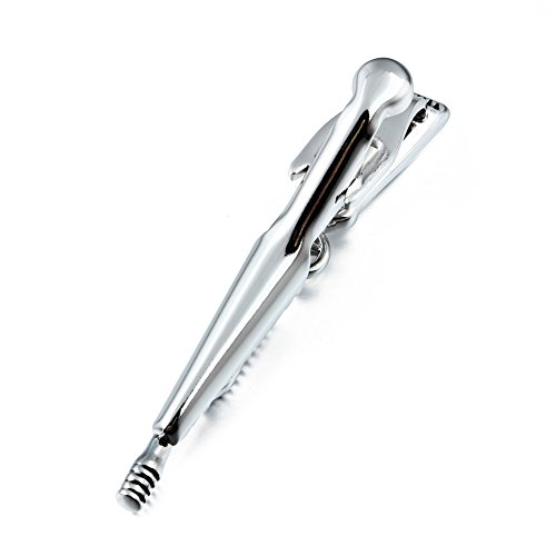Hawson Silver Tie Clip Bar Pin For Men Extra Long Necktie For Casual Party Occasion 2.2 Inch Accessory (Gun) #TOP3