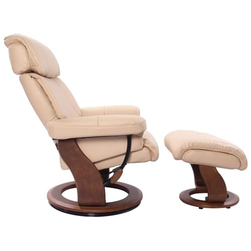 Sillón reclinable beige con ottoman piel sintética miniatura 2