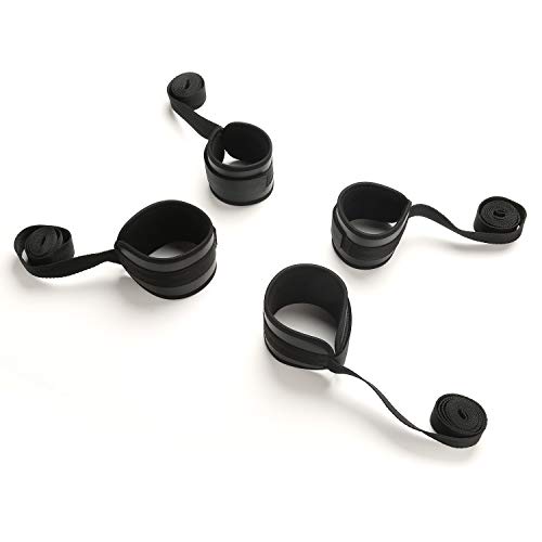 Black PU Leather Cuffs Exercise Equipment with Adjustable Velcro Straps for Wrist Ankle Fitness Gym Sports Home Yoga Gift Set