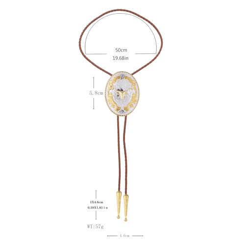 Image of GelConnie Brown Bolo Tie for Men Women Western Ties Mens Gold Bolo Tie Rodeo Cowboy Leather Necktie Cowgirl Tie Wedding