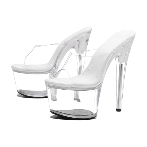 WUXIN H&P Women's 7 in Clear Platform Sandal Heels Sexy, 7 in Pole Dance High Heel Clear Platform, 17 cm Exotic Platform Pole Dancer Heels Shoes Stiletto2