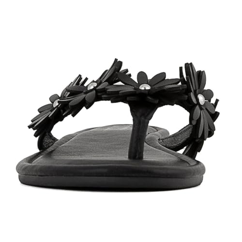 Sugar Women’s Vegan Leather Flip Flops with Embellished Floral Design – Dressy Thong Sandals, Perfect for Casual, Beach, or Pool Wear4