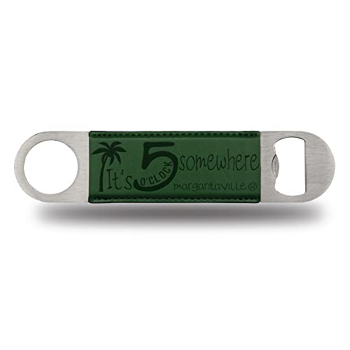 Rico Industries Margaritaville 5 O'Clock Faux Leather Laser Engraved Bar Blade - Great Beverage Accessory for Game Day