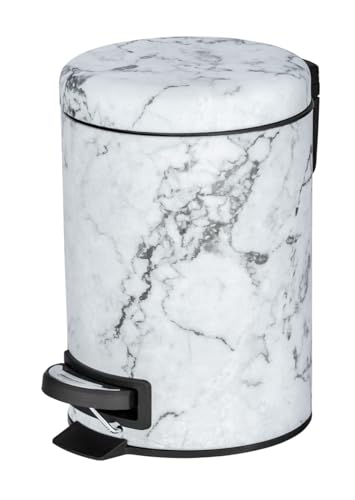 WENKO Treteimer Mod. Onyx 3 ltr matt aus bedrucktem Stahl mit Tretfunktion in Marmor-Optik Maße 17 x 25 x 22,5 cm Farbe Mehrfarbig Einsatz schwarz
