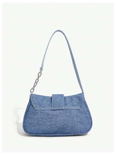 Verdusa Women's Flap Shoulder Bags Denim Handbags Underarm Satchel Handbag2