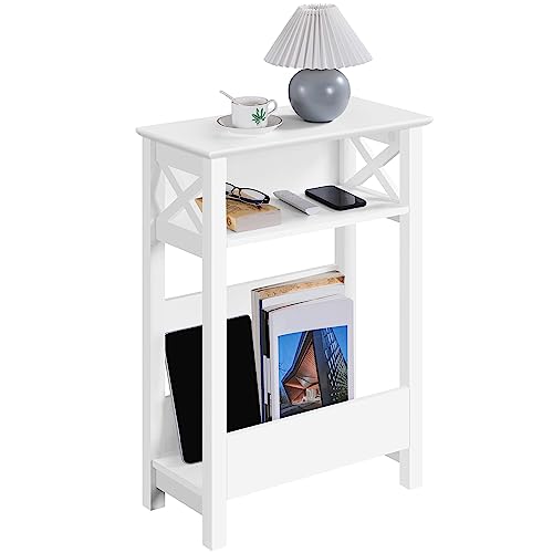 Yaheetech Small Side Table with Storage Shelf, 3-Tier Slim X