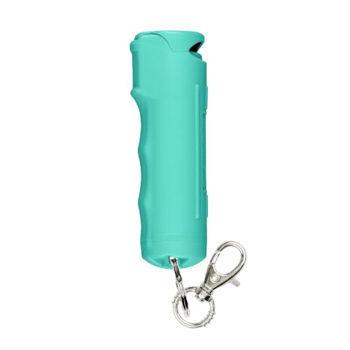 Image of SABRE Pepper Spray with Fast Flip Top Safety & Snap‑Clip Keychain for Self Defense - Maximum Police Strength OC with UV Marking Dye, Finger Grip, 10‑Sec. Spray, 14-ft Range, Made in USA, 0.54 fl oz