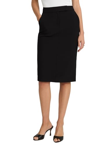 EXPRESS Women’s Editor Skirt – High Waisted Stretch Midi Pencil, Professional Office Wear – Black
