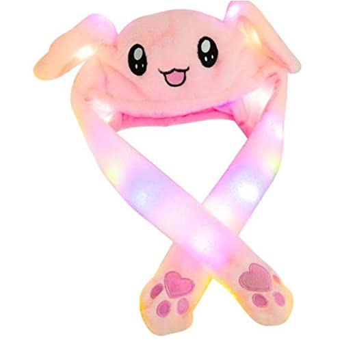 Sanfly Sombrero Conejo, Conejito Sombrero Con Orejas Movimiento Peluche, Conejito, Orejas, Luces, Luces, Fantasía, Juguete, Juguete, Cumpleaños, Regalo Cumpleaños Cover