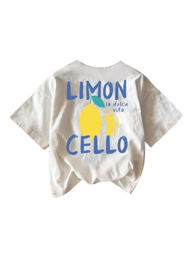 SweatyRocks Girl's Lemon Letter Graphic T Shirt Short Sleeve Casual Crewneck Tee Tops