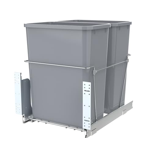 Double Pull-Out Trash Can for Under Kitchen Cabinets Include Double 35QT Trash Bin Doesn’t Include Door Fittings, Bottom-Mount Recycling Bin