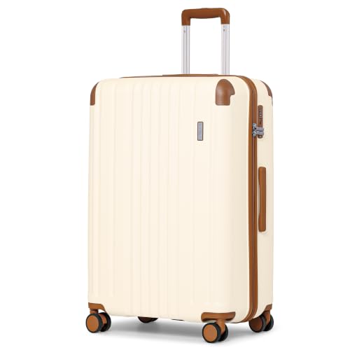 Image of Coolife Luggage, Lightweight and Durable Hardshell, 28 in, Apricot White