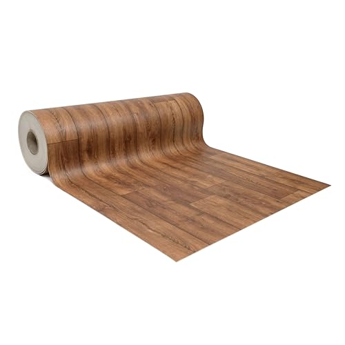 GIURI TESSUTI - Pavimento in PVC - Rivestimento per superfici in Vinile Impermeabile con texture Antiscivolo e supporto in Schiuma ad Alta Resilienza (AL METRO, RUSTIC OAK)