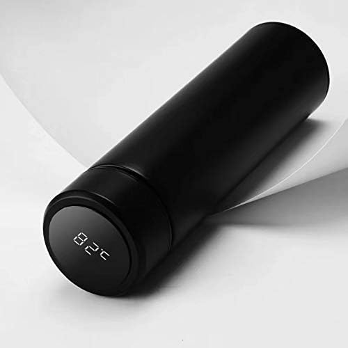MQZF intelligent temperature display vacuum insulation water bottle, leakproof, stainless steel coffee thermos, travel cup without BPA, keep low temperature 12H insulation 24H, 17OZ