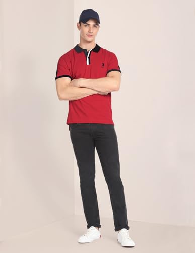 Image of U.S. POLO ASSN. Solid Slim Fit Polo T Shirts for Men - 100% Cotton, Half Sleeve Mens Tshirt