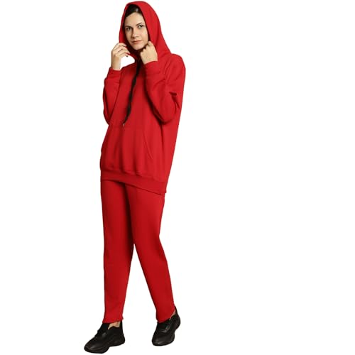 Image of Mack Jonney Solid Hooded Cotton Fleece tracksuit Co-Ord Set for Women-MACK32729