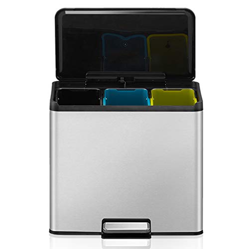 SuoANI Metal Kitchen Bin Kitchen Bins With Lids Stainless Steel Bin Recycling Bin Waste Disposal Unit