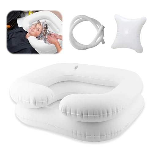 Lavandino Gonfiabile per Capelli, Mobile Bacinella Gonfiabile con tubo di