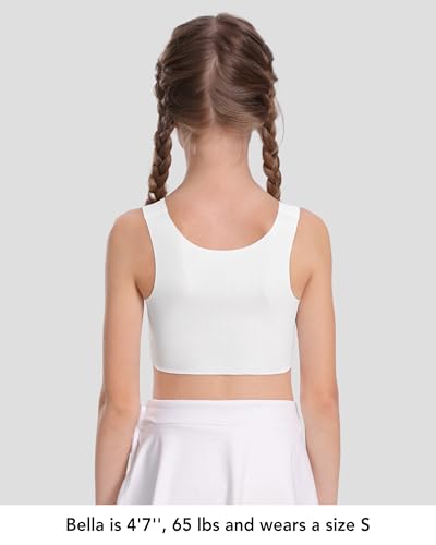 SALIA GIRL Starter Bras for Kids 7-12 Seamless Training Cami Sports Bra 8-10 No Pads, Double Layer on Chest3