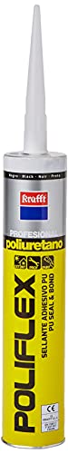 Krafft Sellador Adhesivo Poliflex - Masilla Poliuretano - Adhesivo de Montaje - Color Negro - 300 gr