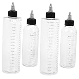 minkissy Hair Dye Squeeze Bottles with Measurement Scale 4pcs Refillable Plastic Spray Bottles for Face Cooking and Beauty Products