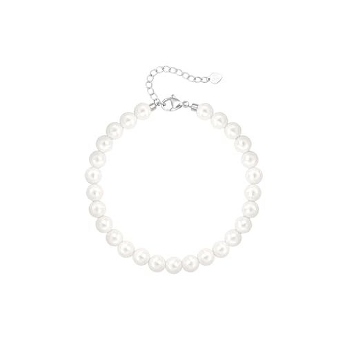 POTESSA Healing Stone Beaded Bracelets for Women Semi-Precious Gemstones Bracelets Pearl Beaded Bracelet Adjustable Strand Bracelets 6MM