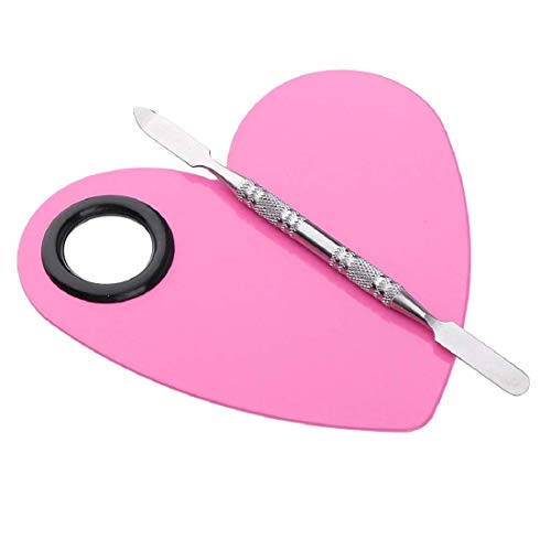 ClubBeauty Stainless Steel Cosmetic Makeup Mixing Plate with Spatula Tool for Women (Pink)