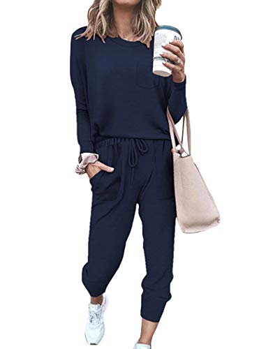 Image of Bofell Lounge Sets for Women 2 Piece Fall Outfits 2023 Fashion Trending Now Sweatsuits Tracksuits with Pockets Loose Fit