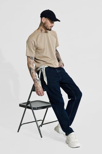 Image of SNITCH 4 Way Stretch Crew Neck Light Weight Half Sleeve Solid Cotton Blend Machine Wash Slim Fit T-Shirt