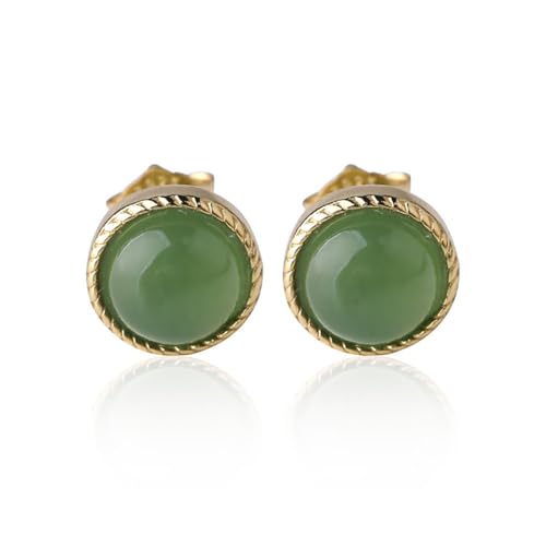 Boucles d'oreilles Green Jade pendantes en argent sterling fait main