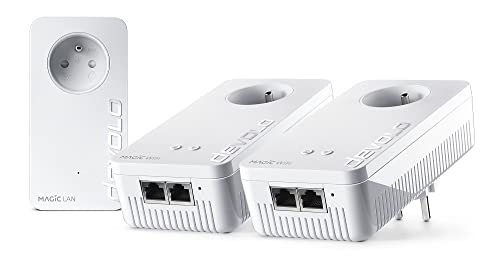 devolo Magic 2 WiFi 6 (ax) Multiroom Kit : 3x Adaptateurs CPL WiFi, Prise Gigogne (2400 Mbits, Mesh, 5x Ports Gigabit Ethernet) idéal télétravail et streaming, prise française