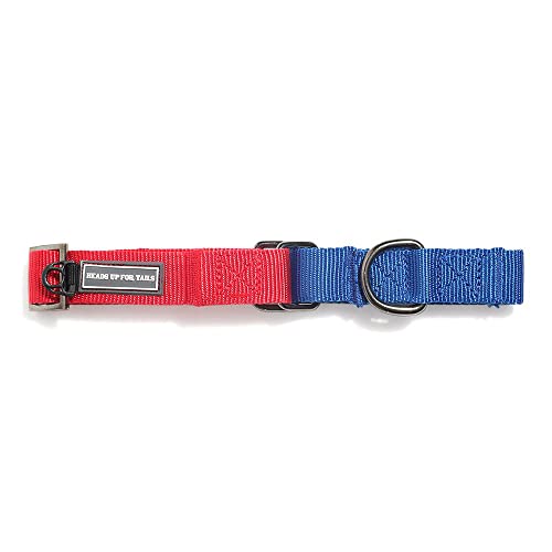 Image of HUFT Martingale Adjustable Dog Collar - Red and Navy (L) | Adjustable Dog Collar for Medium Dogs, Small Dogs & Puppies | Durable Dog Belt with Leash-Compatible Design for All Breeds